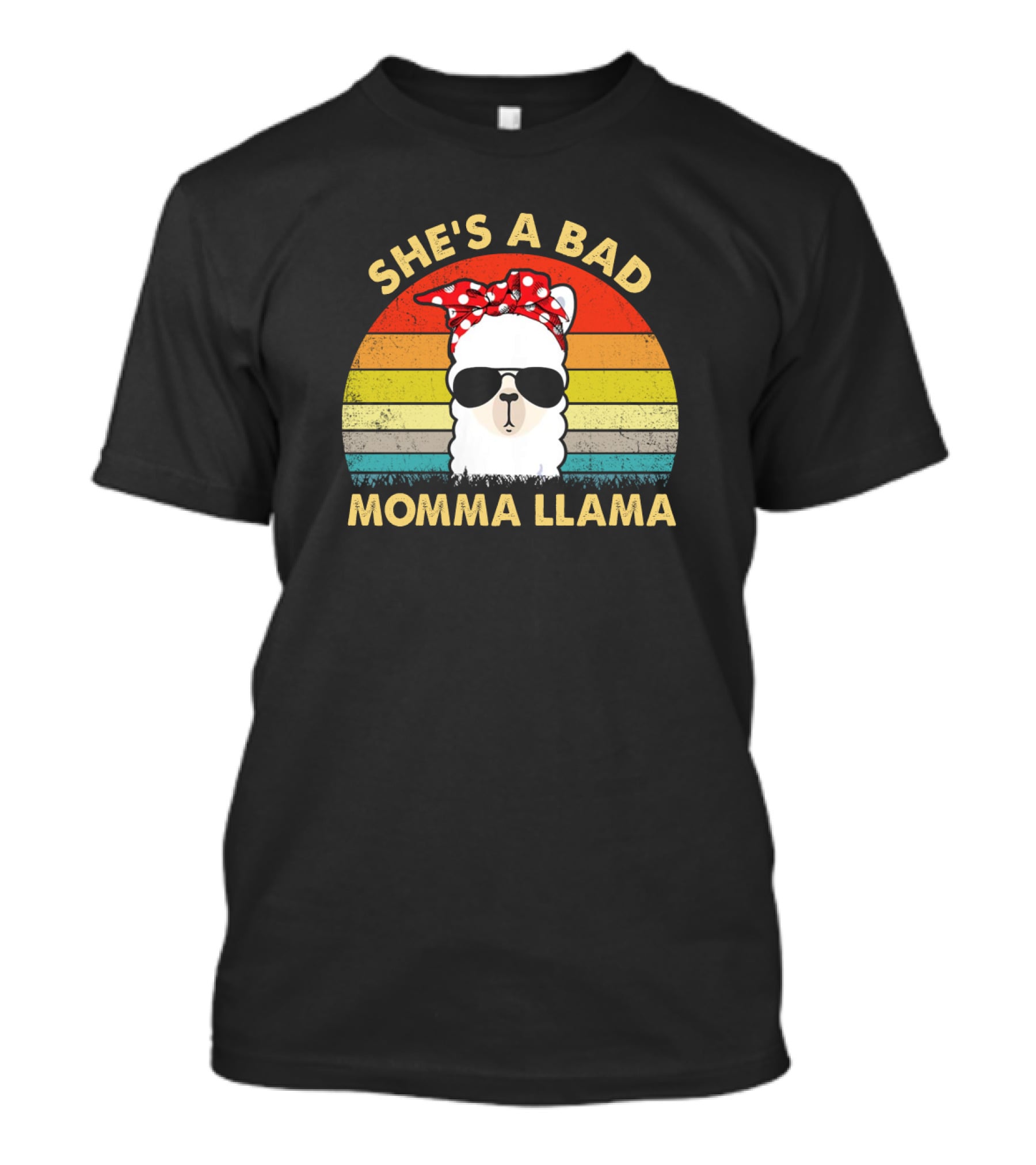 She's A Bad Momma Llama Retro Vintage Sunglasses Bandana T-Shirt