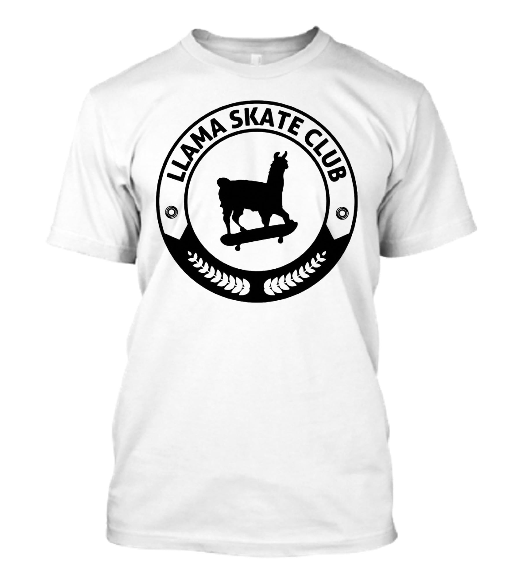 Llama Skate Club Circular Badge With Llama On Skateboard T-Shirt