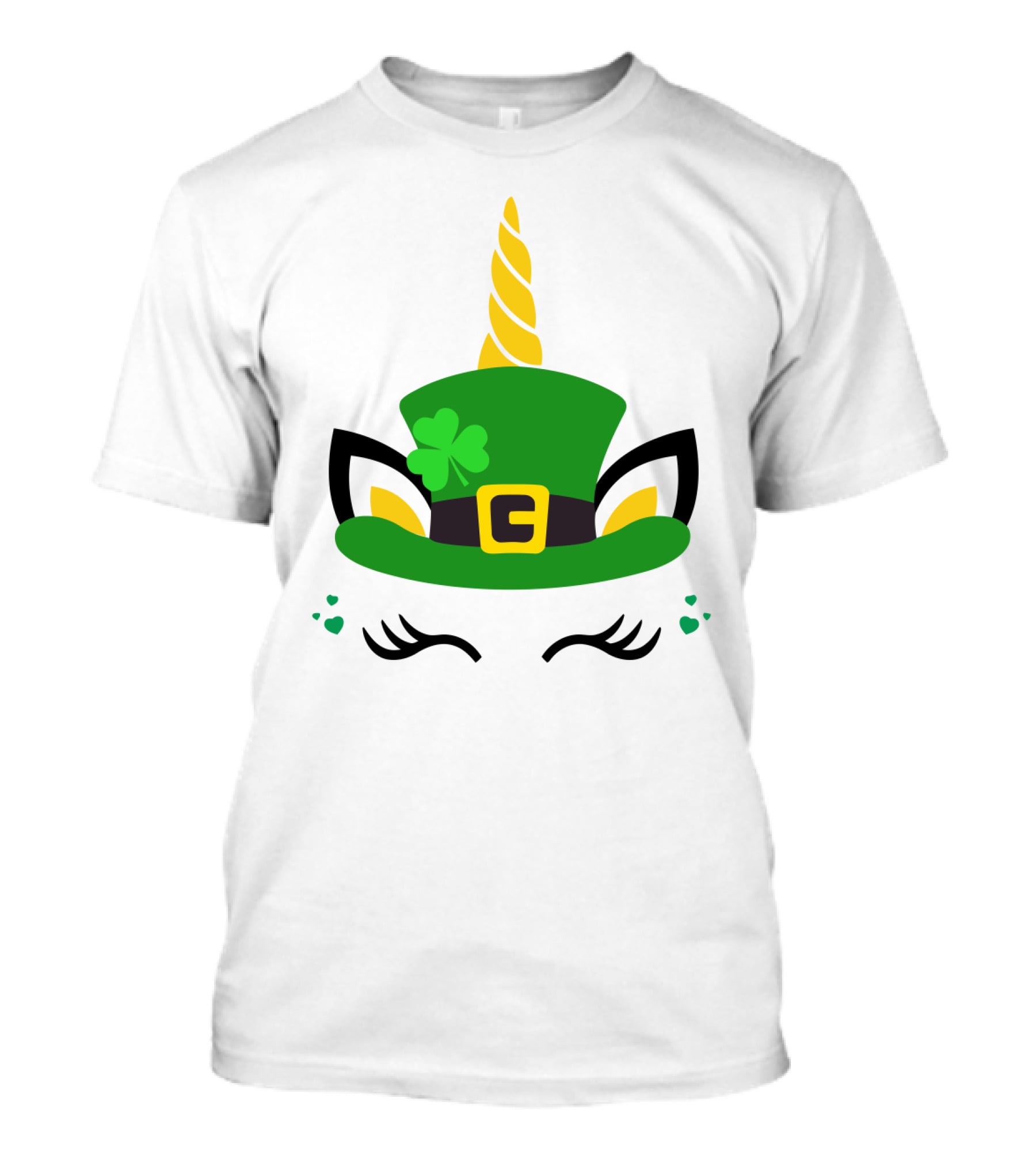 Unicorn Shamrocks Leprechaun Hat Clover St. Patrick's Day Magic Icons T-Shirt