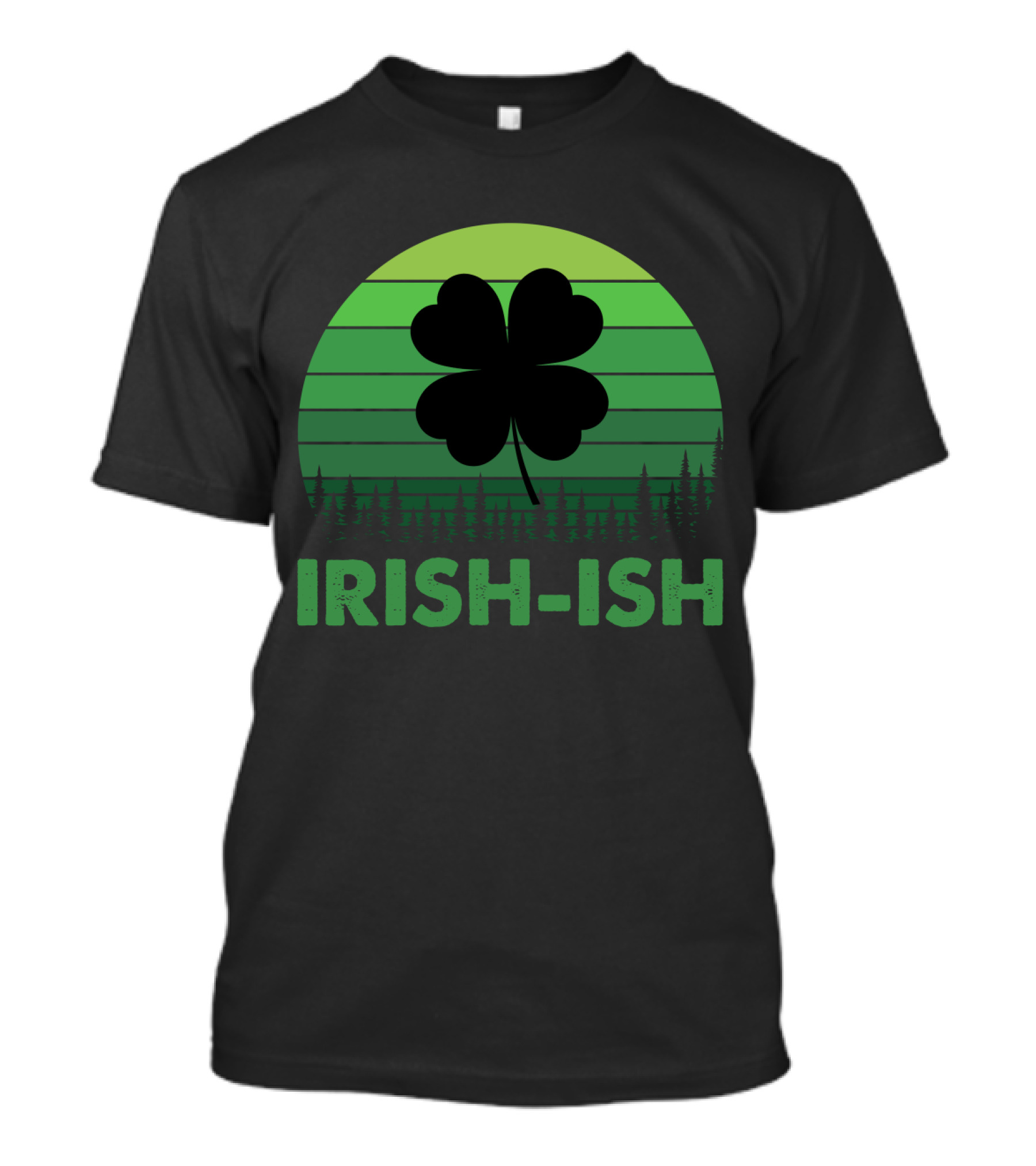 IRISH-ISH Shamrock Sunset Forest Lines T-Shirt