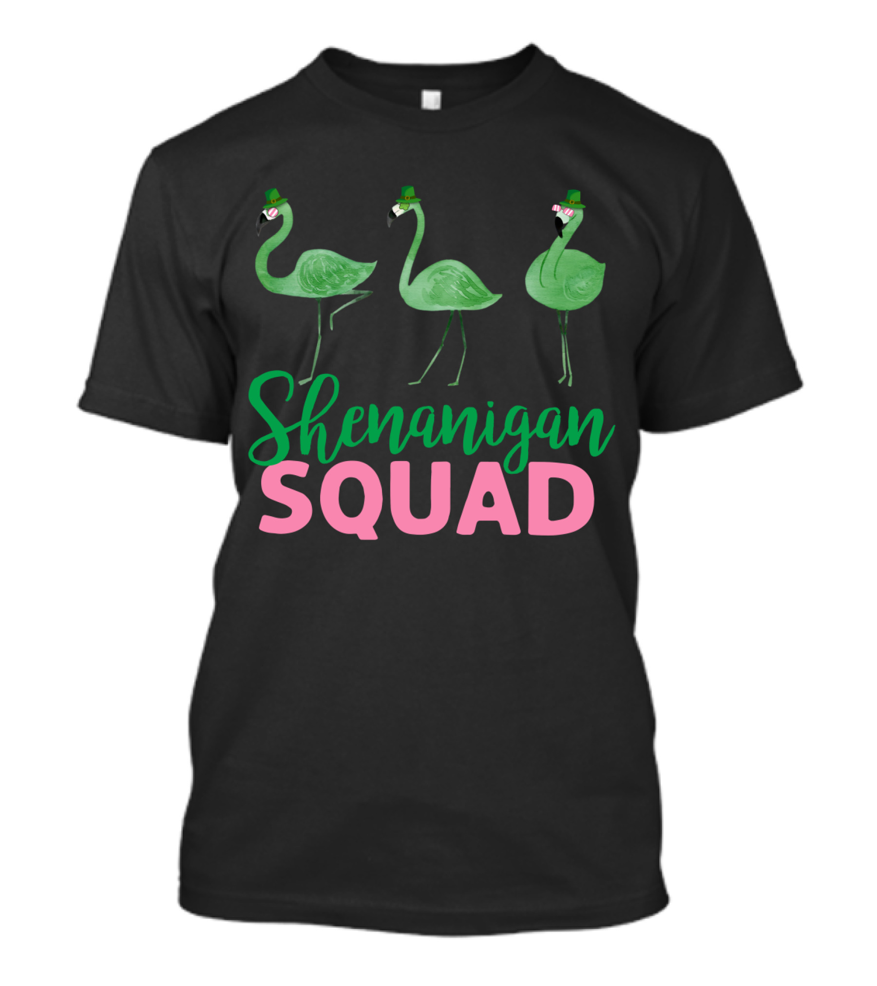 Shenanigan Squad Green Flamingos Irish T-Shirt
