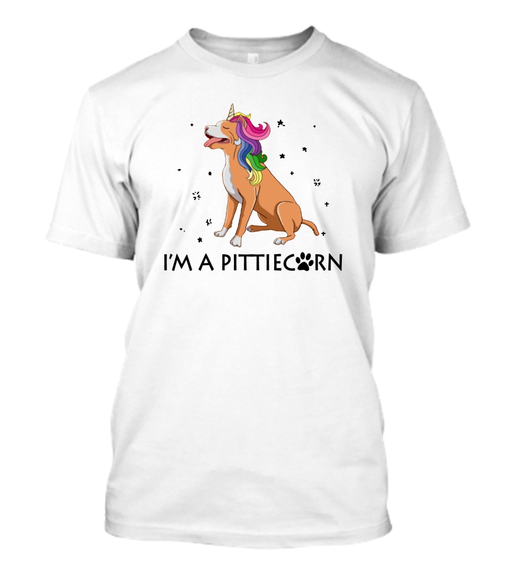 I'm A Pittiecorn Unicorn Dog With Rainbow Mane Stars T-Shirt