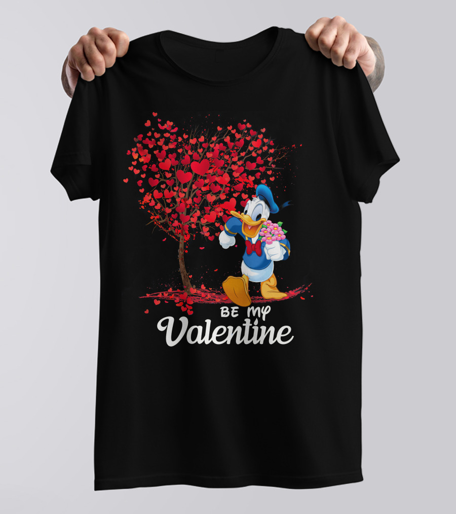 Donald Duck Be My Valentine Hearts Tree T-Shirt