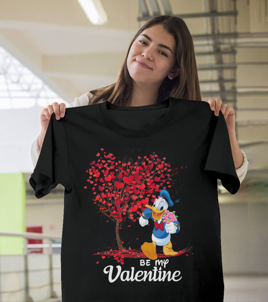 Donald Duck Be My Valentine Hearts Tree T-Shirt