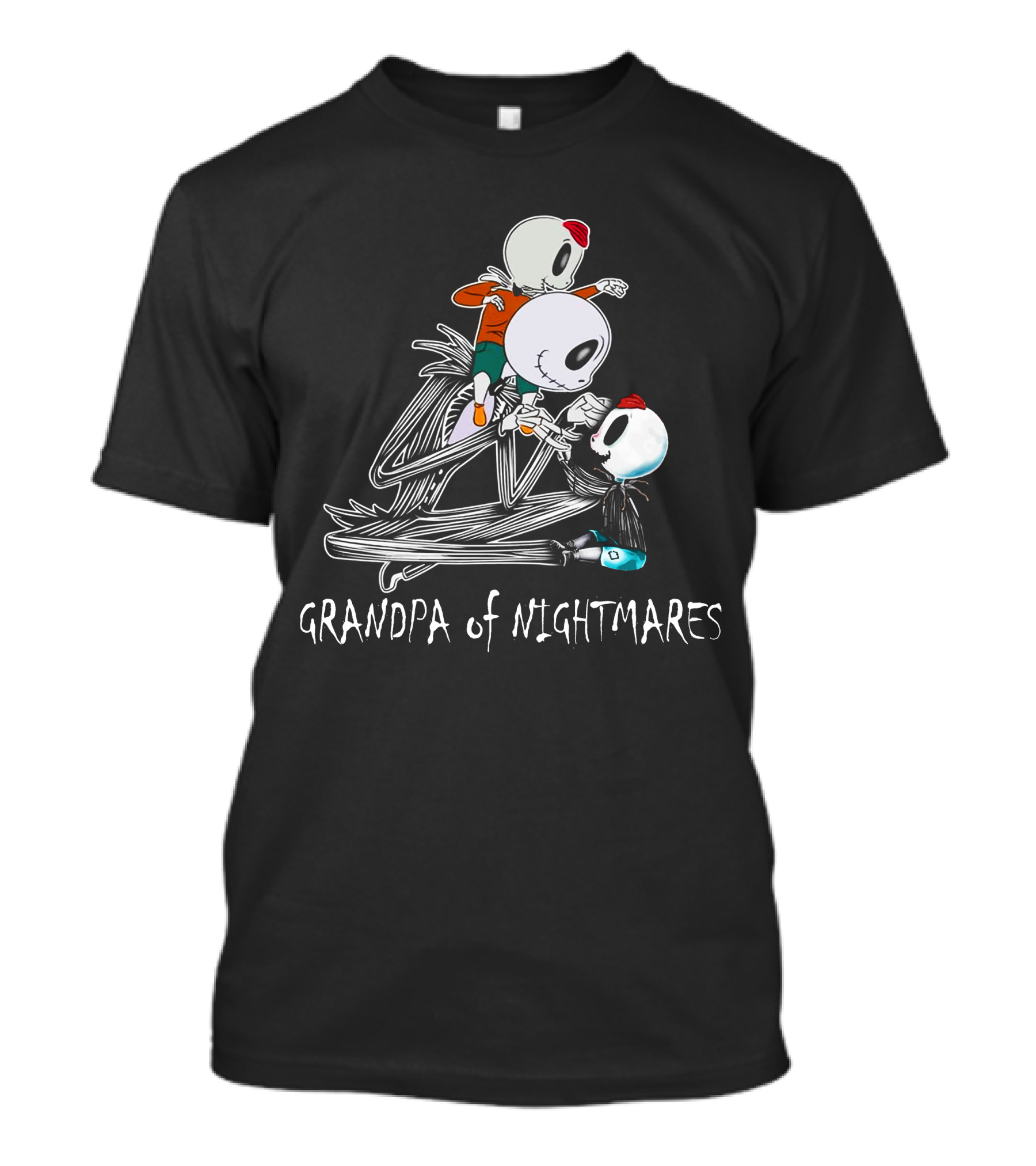 Grandpa Of Nightmares With Twin Boys Skeleton Family T-Shirt