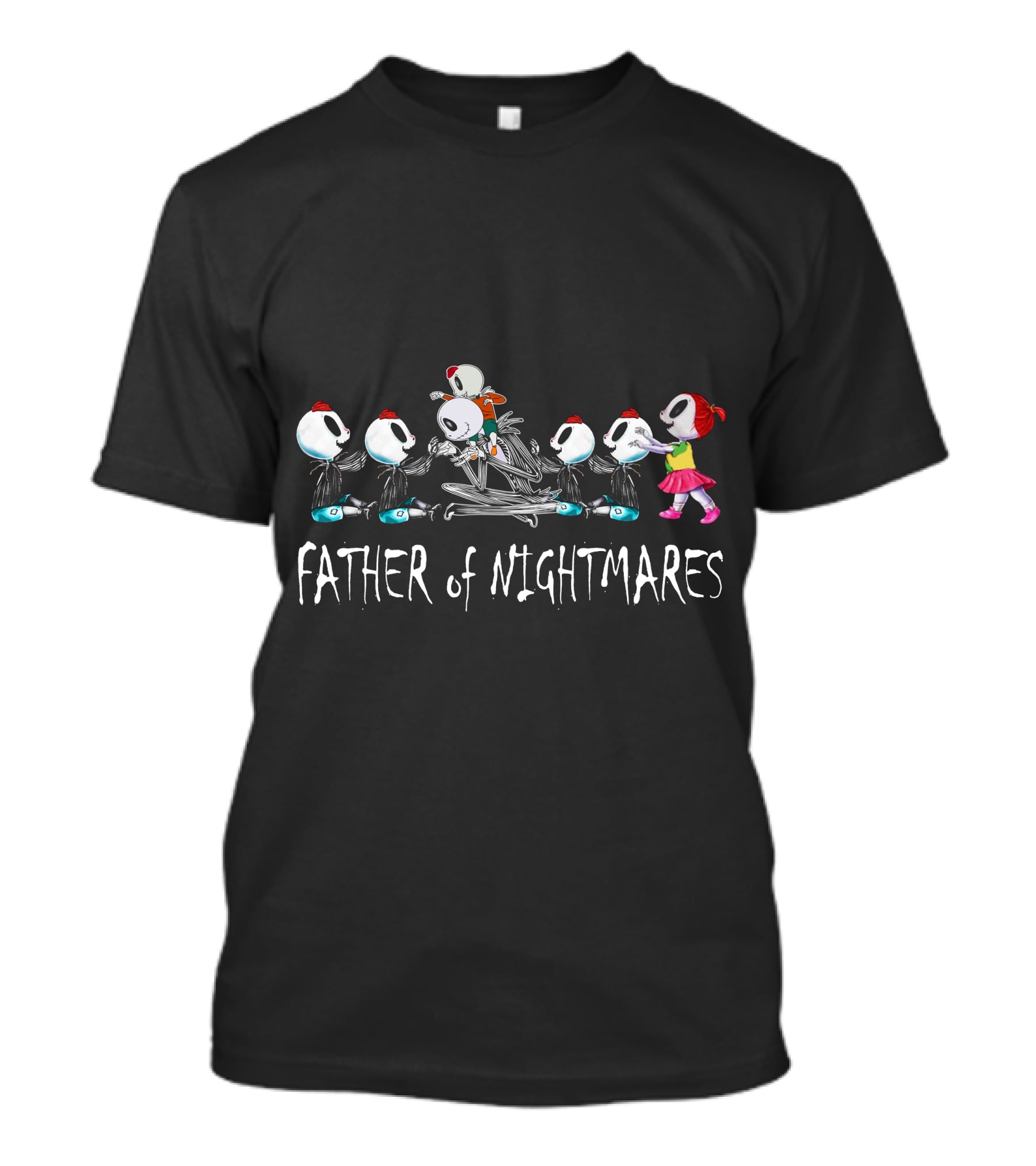 5 Boys 1 Girl Father Of Nightmares Skeleton Kids Halloween T-Shirt