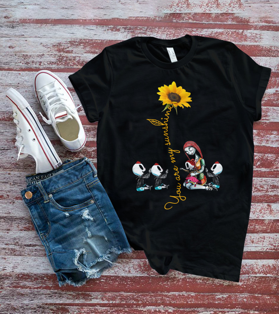 3 Boys 1 Girl You Are My Sunshine Skeletons Sunflower Inspiration T-Shirt