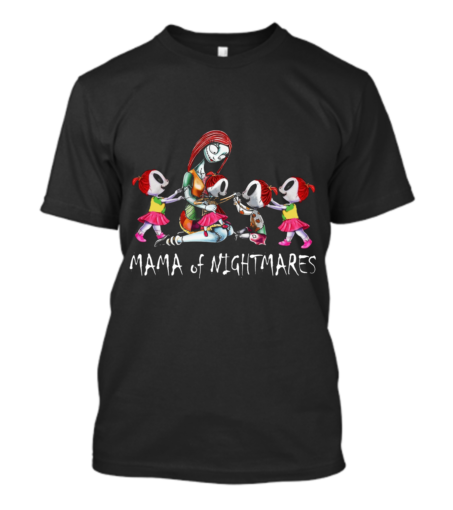 Mama Of Nightmares With 4 Girls Halloween T-Shirt