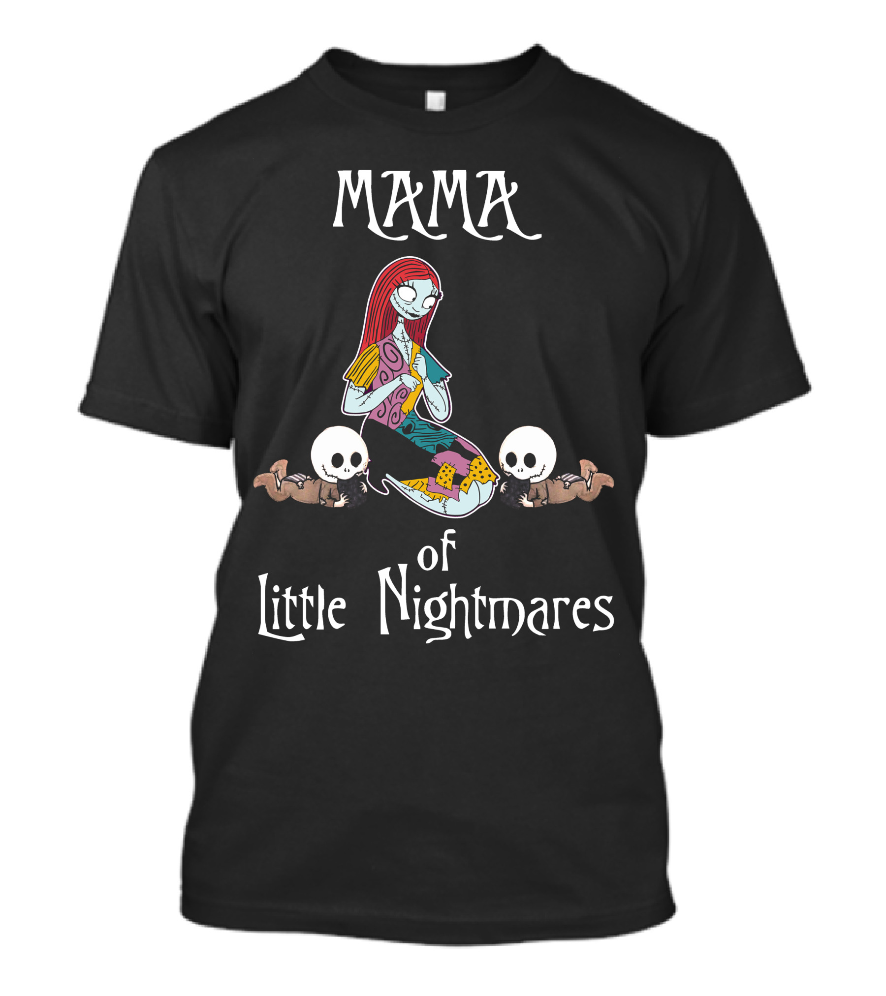 Mama Of Little Nightmares With Adorable Twin Skeleton Babies T-Shirt
