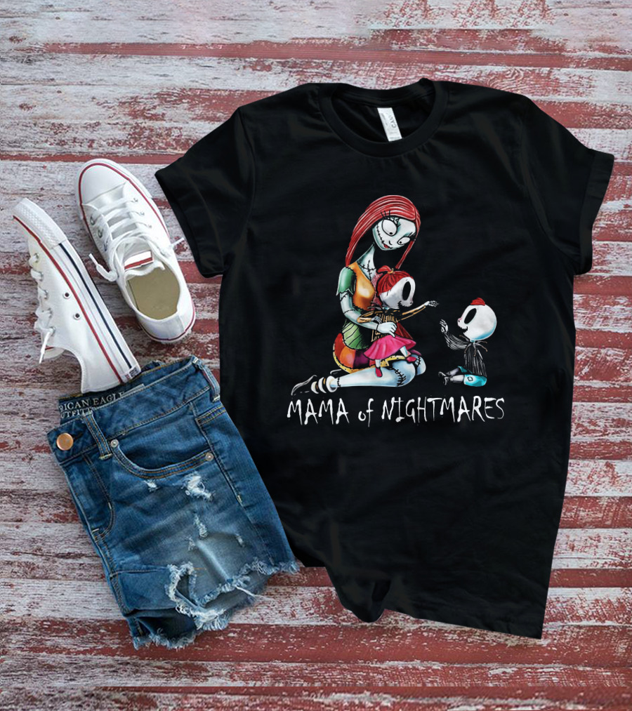 Mama Of Nightmares With Stitch Character Twins T-Shirt
