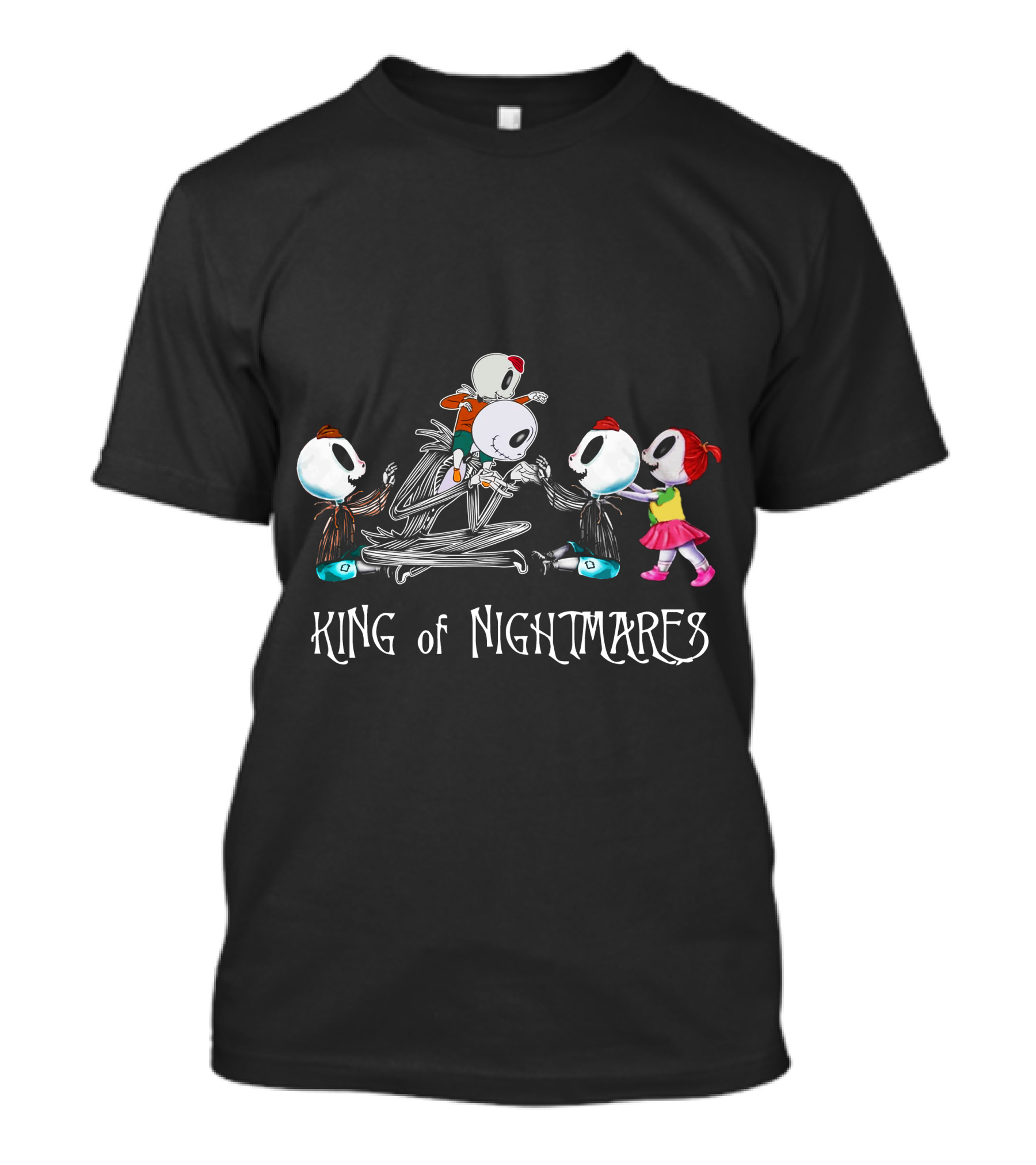 3 Boys And 1 Girl With Skeletons King Of Nightmares T-Shirt