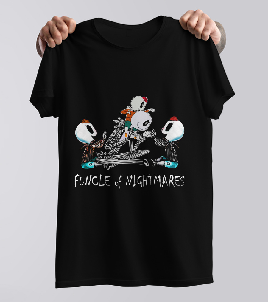 Funcle Of Nightmares 3 Boys Skeletons Playful Scene T-Shirt