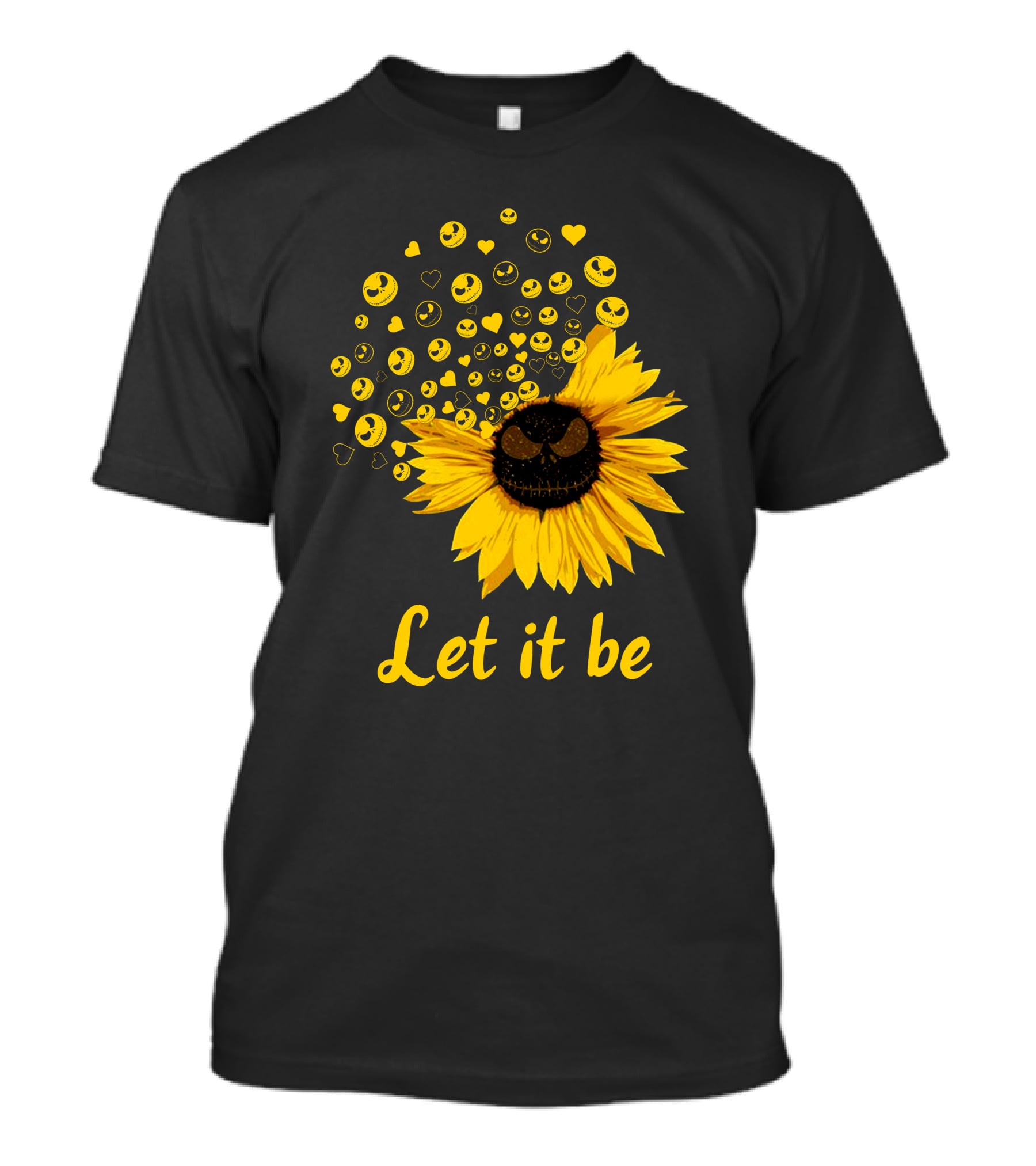 Let It Be Sunflower With Smiling Faces And Hearts T-Shirt