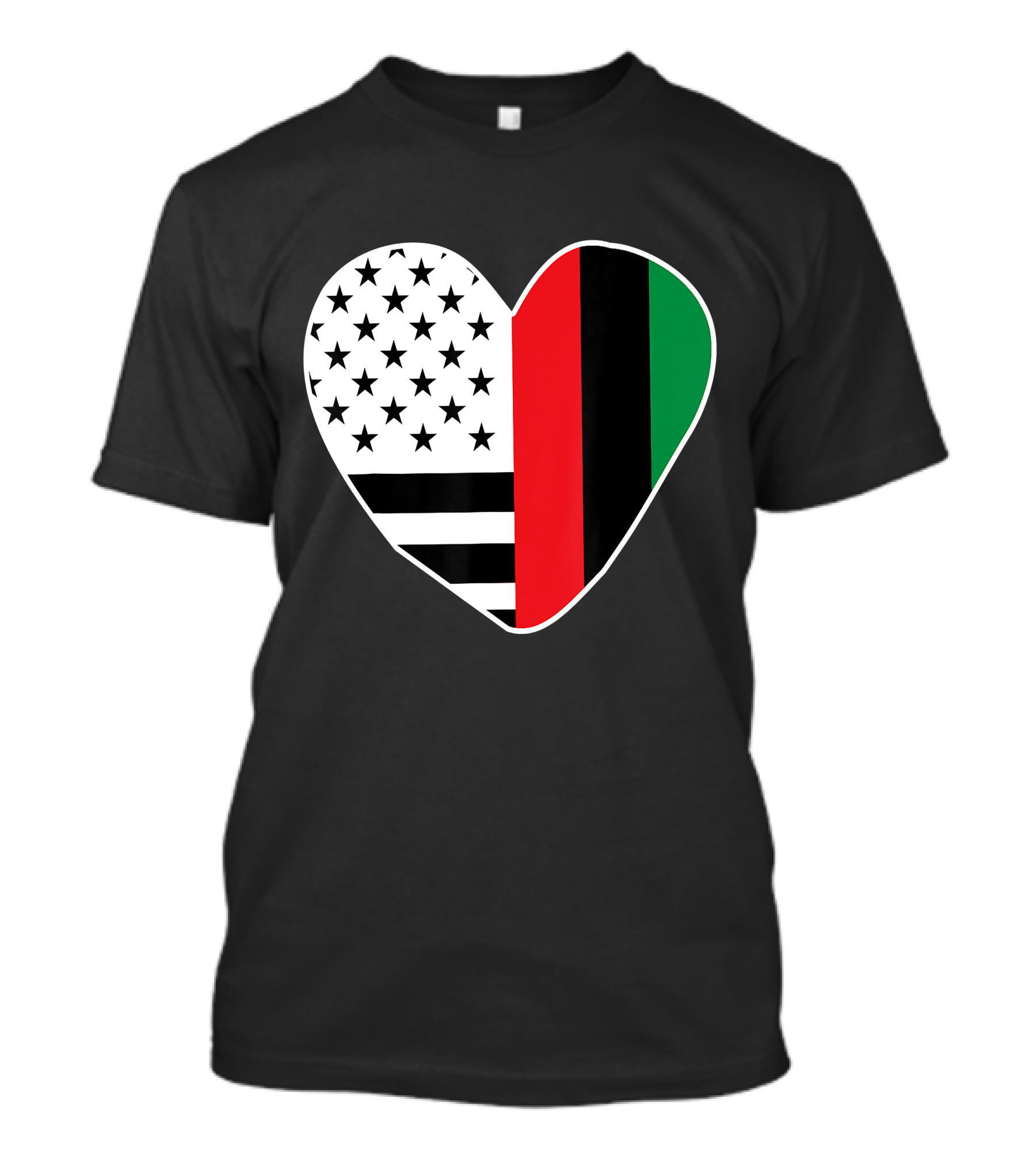 African American Black History Month Heart With USA And Pan-African Colors T-Shirt