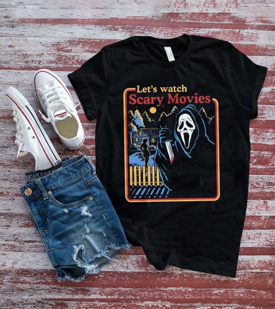 Let's Watch Scary Movies Scream Horror T-Shirt