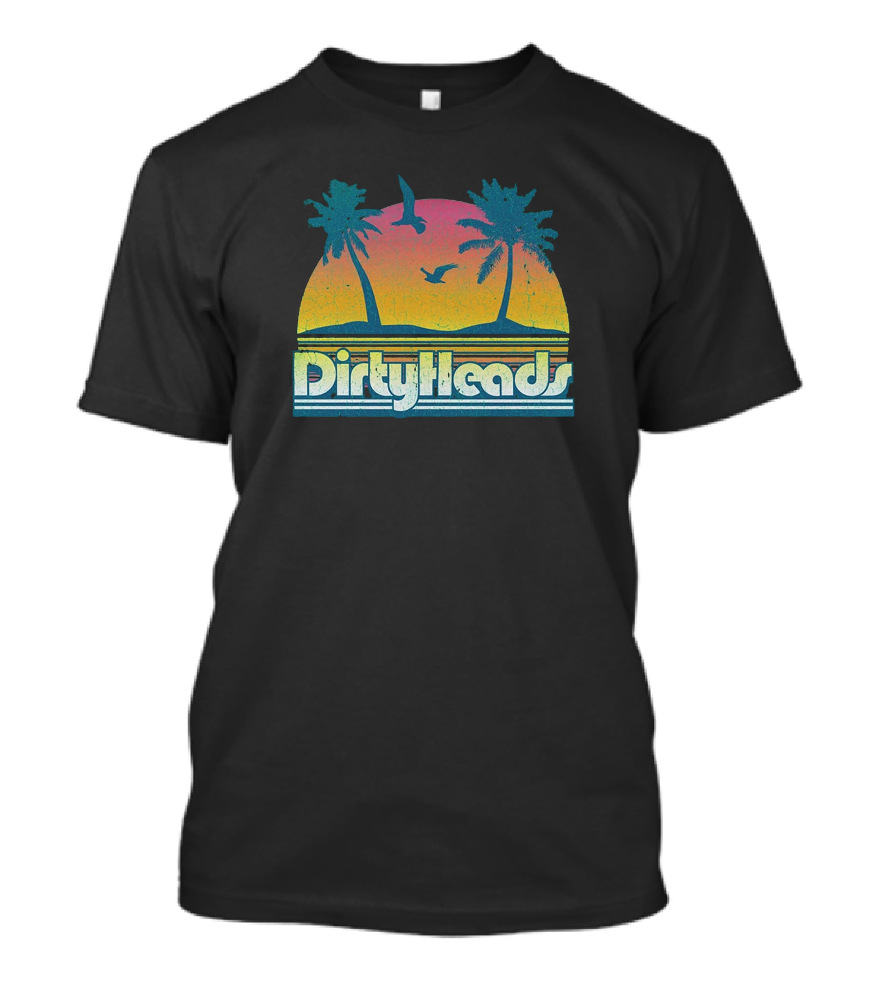 Dirty Heads Sunset Palm Trees And Birds T-Shirt