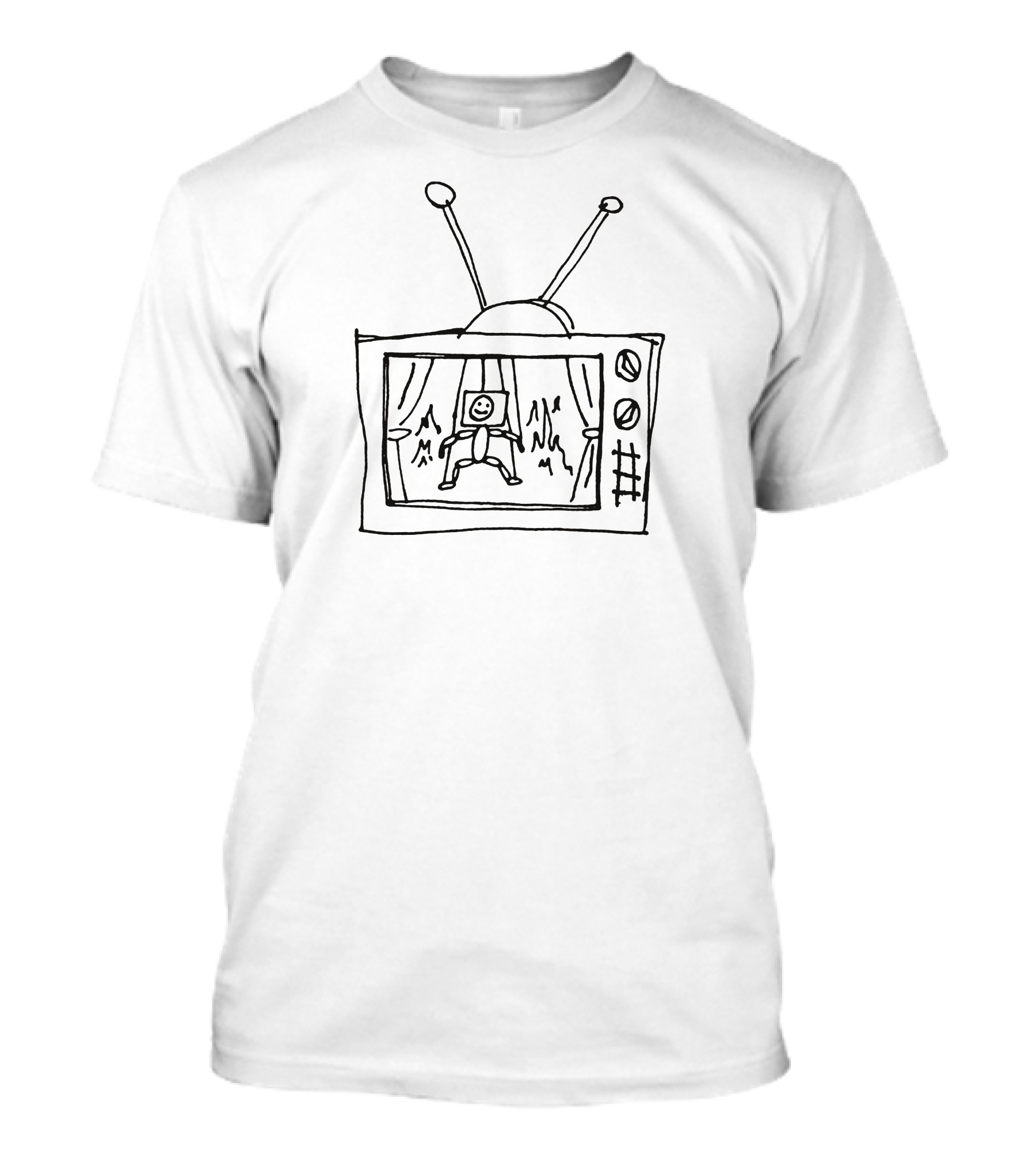 Night Lovell Television Antenna Drawing With Smiley Face And Curtains T-Shirt