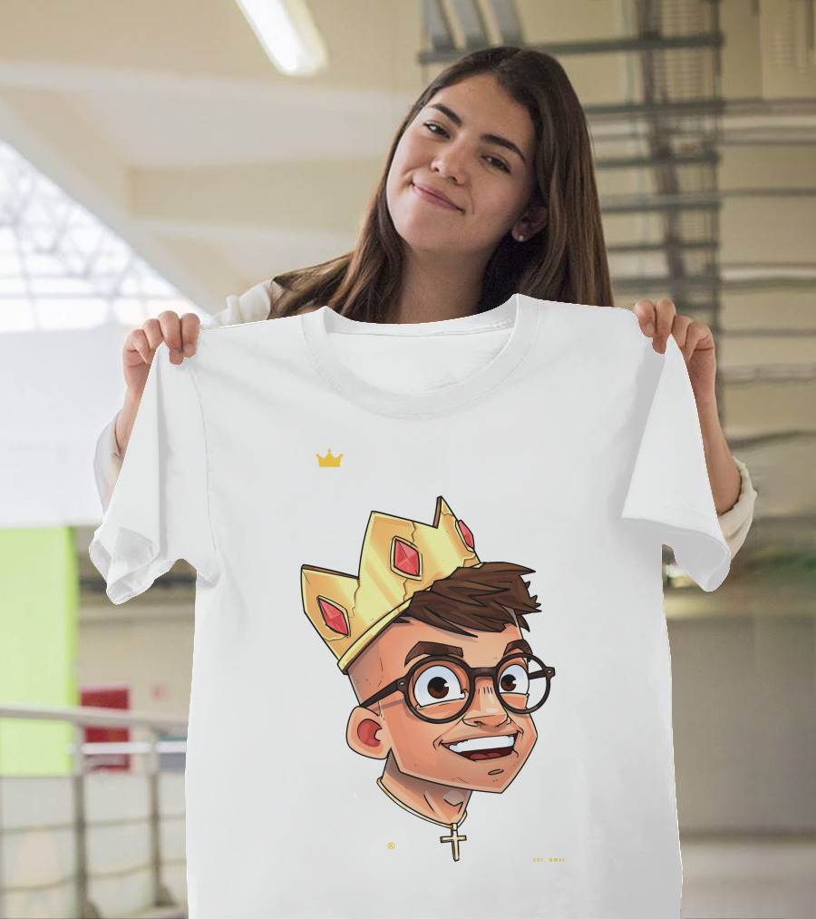 Joe Woe Thirt Crowned Cartoon With Glasses And Cross Necklace T-Shirt