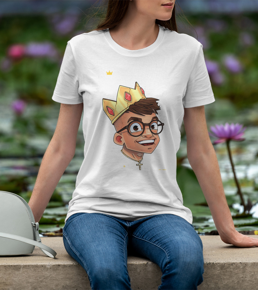 Joe Woe Thirt Crowned Cartoon With Glasses And Cross Necklace T-Shirt