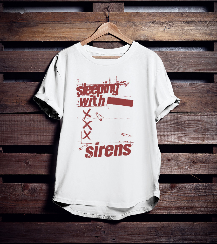 Sleeping With Sirens Merch Xxx Safety Pins Edgy Collage T-Shirt