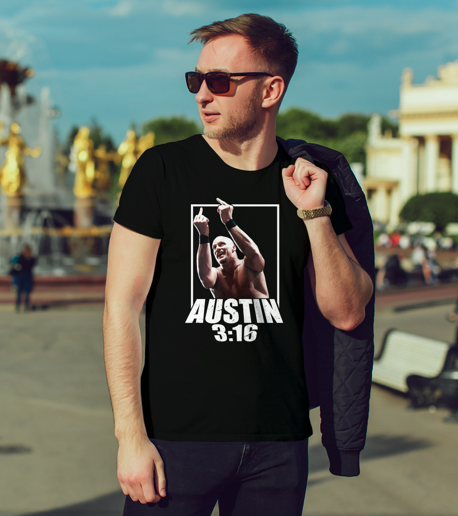 Austin 3:16 Middle Finger Gesture Iconic Wrestling Moment T-Shirt
