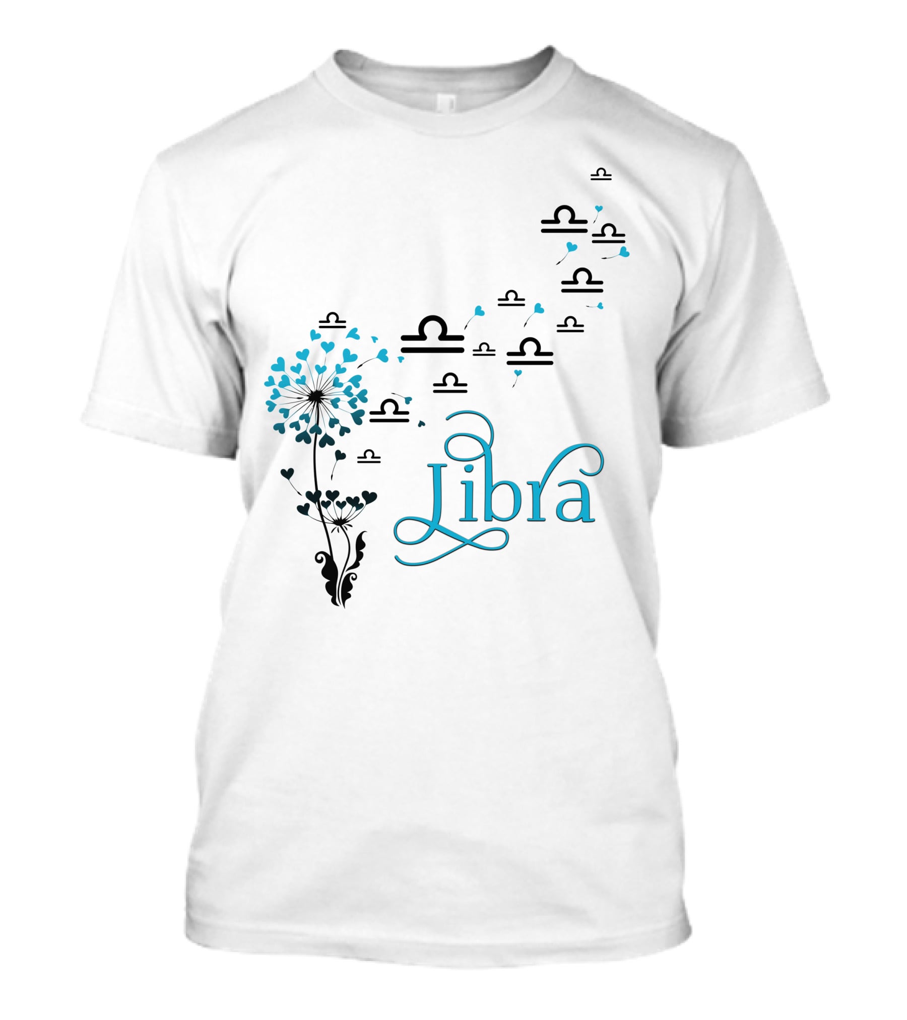 Libra Bloom Zodiac Symbol Hearts T-Shirt
