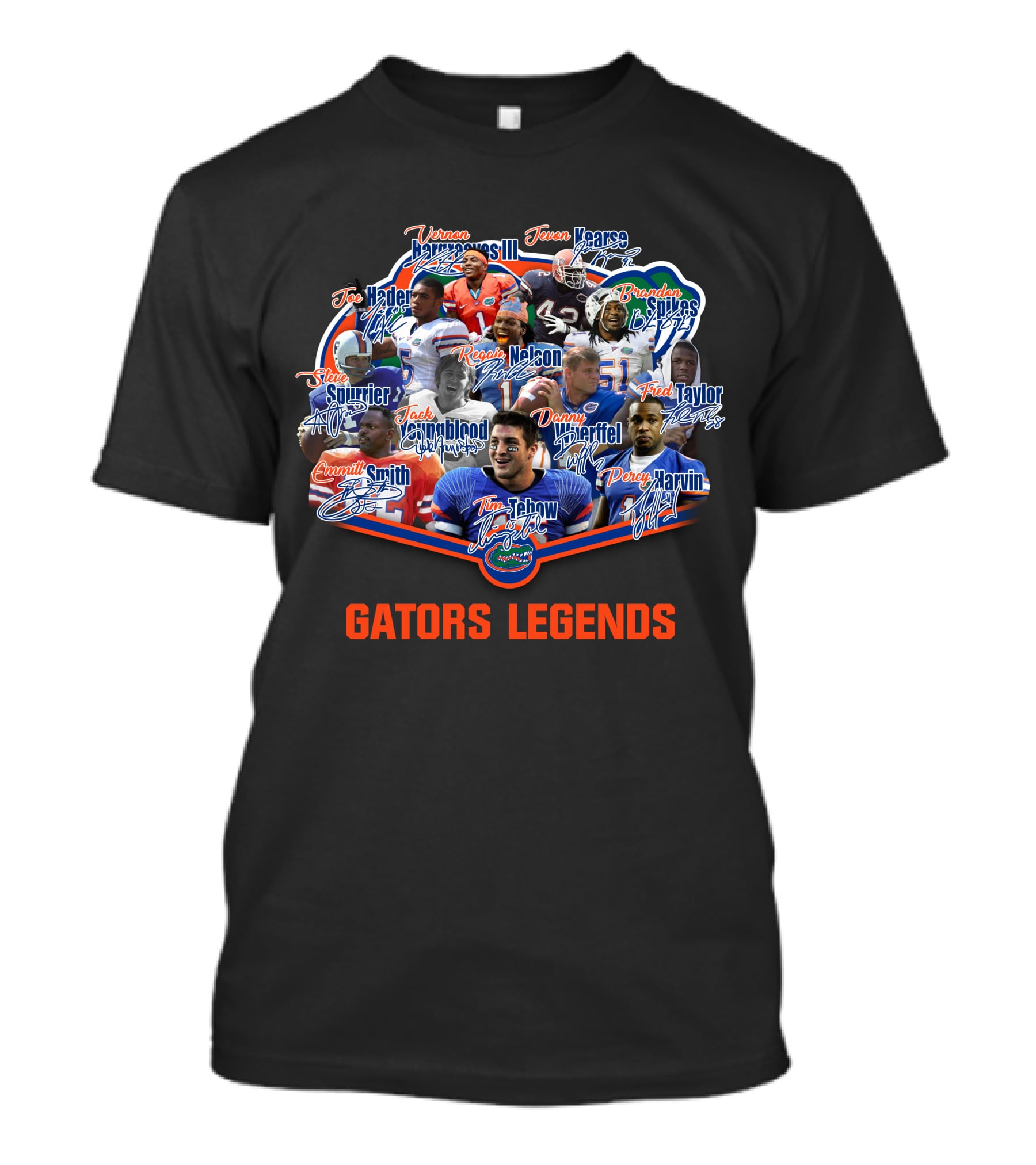 Florida Gators Legends Tim Tebow Emmitt Smith Jevon Kearse Percy Harvin Danny Wuerffel T-Shirt