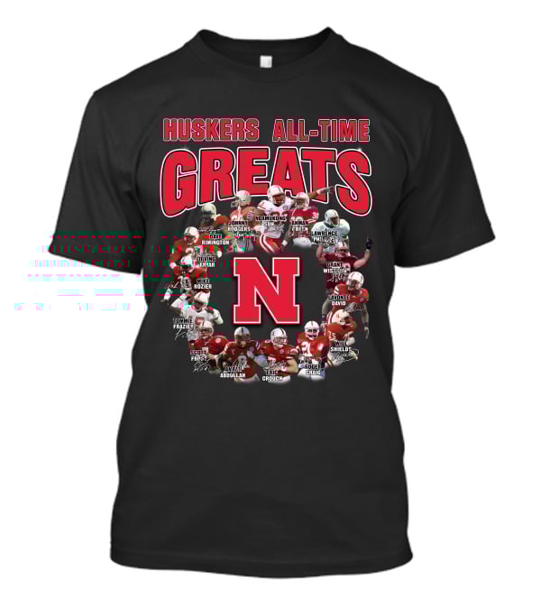 Huskers All-Time Greats Suh Frazier Green Crouch Abdullah Shields Rimington Rozier Wistrom Brothers Fryar Gill David Taylor Dixon T-Shirt