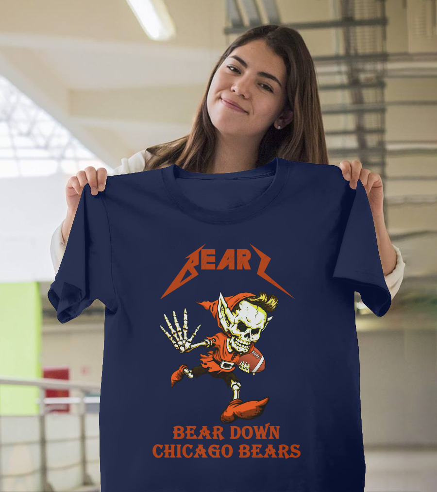 BEAR DOWN CHICAGO BEARS H101 SKELETON FOOTBALL PLAYER T-Shirt