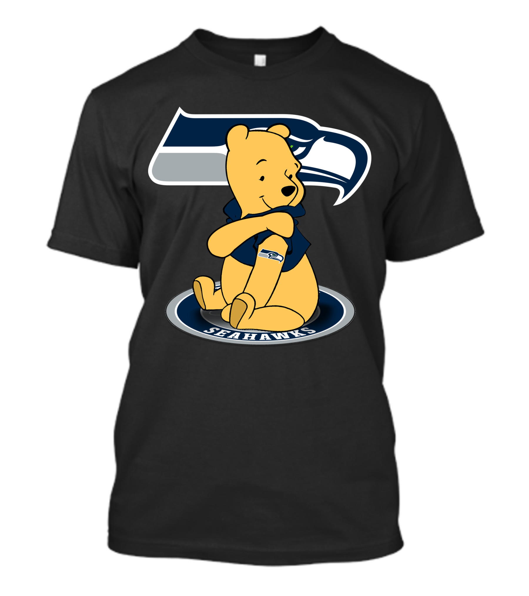 Pooh Bear With Seattle Seahawks NFL T-Shirt