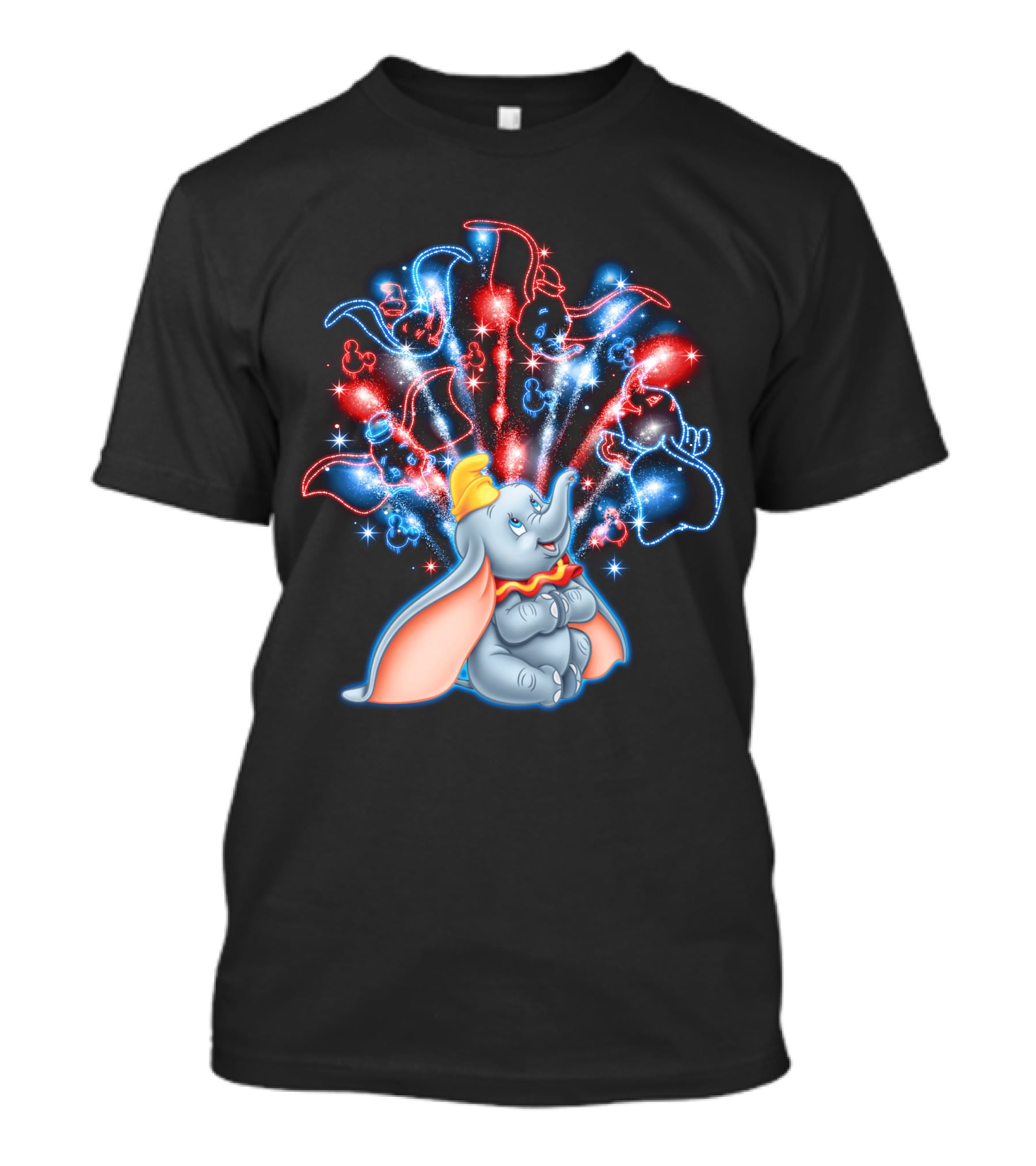 Dumbo Spectacular Fireworks Celebration With Colorful Stars And Figures T-Shirt