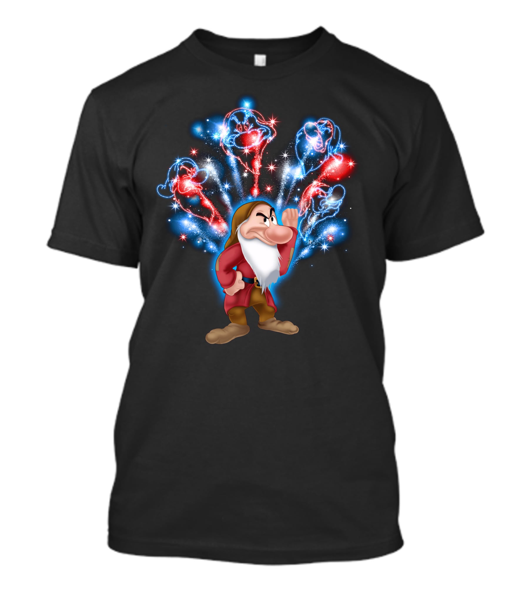 Grumpy Magical Firework Display With Colorful Sparkling Characters T-Shirt