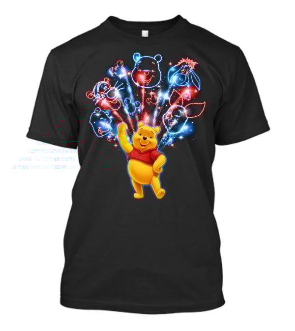 Winnie The Pooh Fireworks Celebration With Tigger Eeyore Piglet And Mickey Shapes T-Shirt