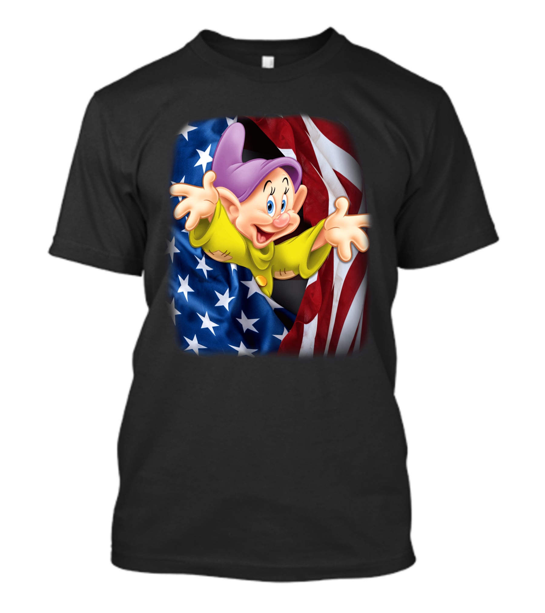 Dopey Celebrates Fourth Of July With American Flag Background T-Shirt