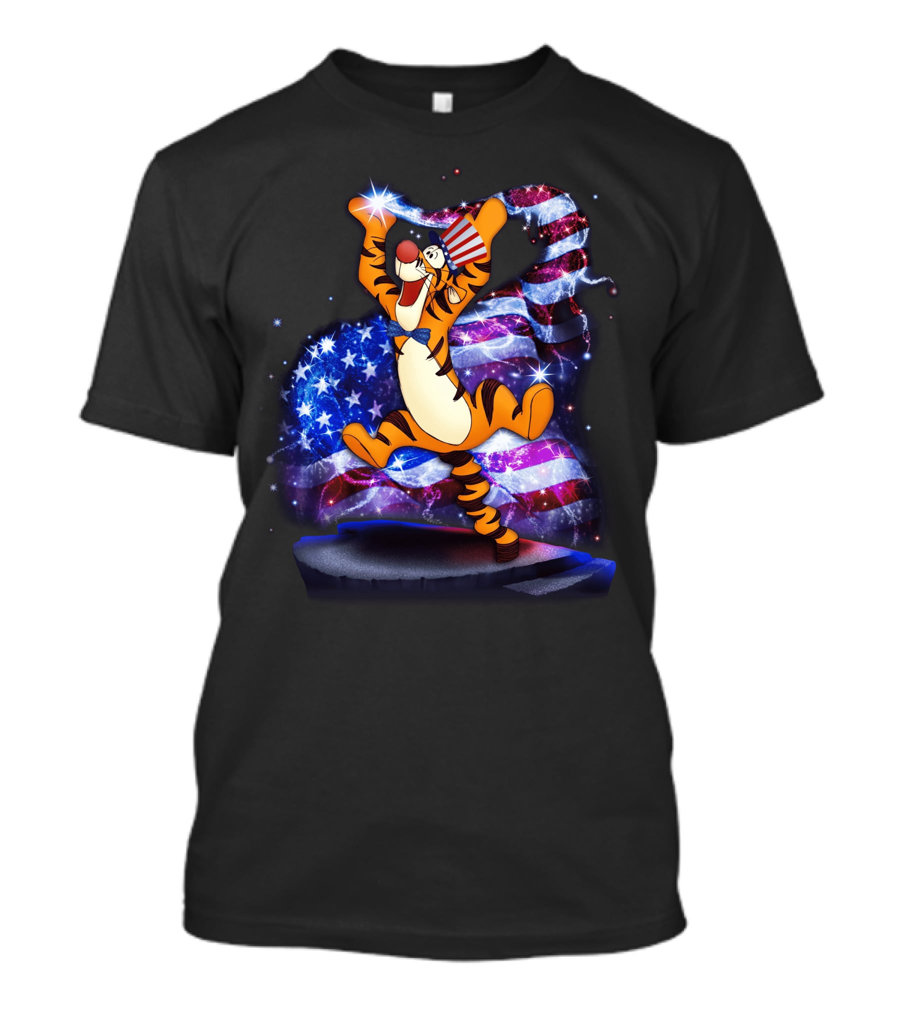 Tigger Bling Fourth Of July Celebration With Sparkling American Flag T-Shirt