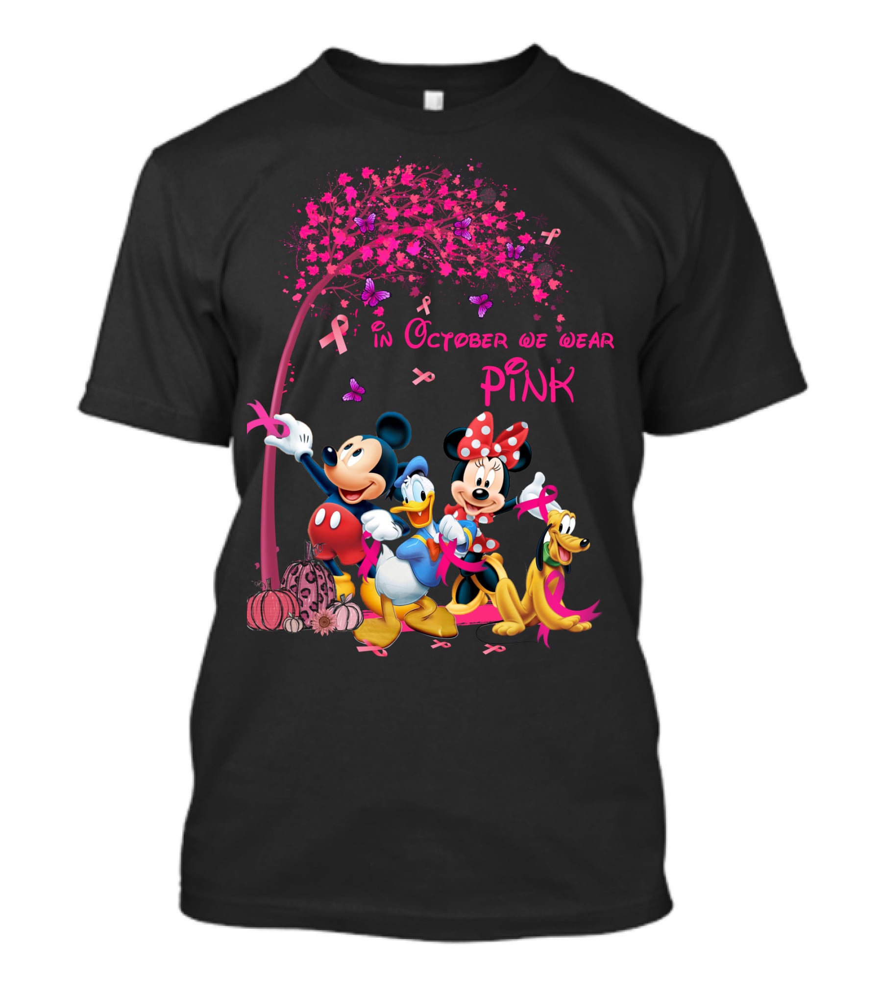Mickey And Friends In October We Wear Pink Breast Cancer Awareness T-Shirt