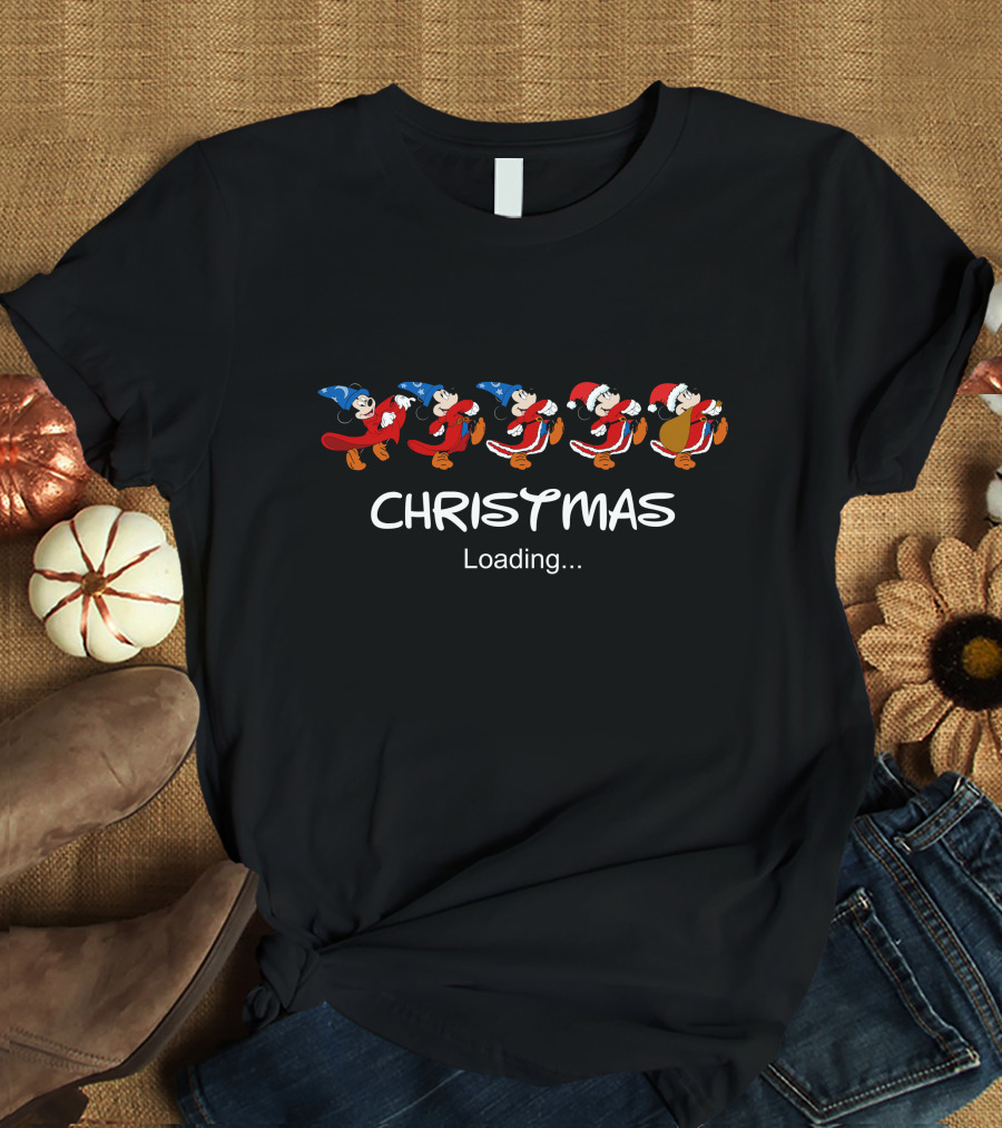 Christmas Loading Disney Santa Minnie Mouse Transformation T-Shirt
