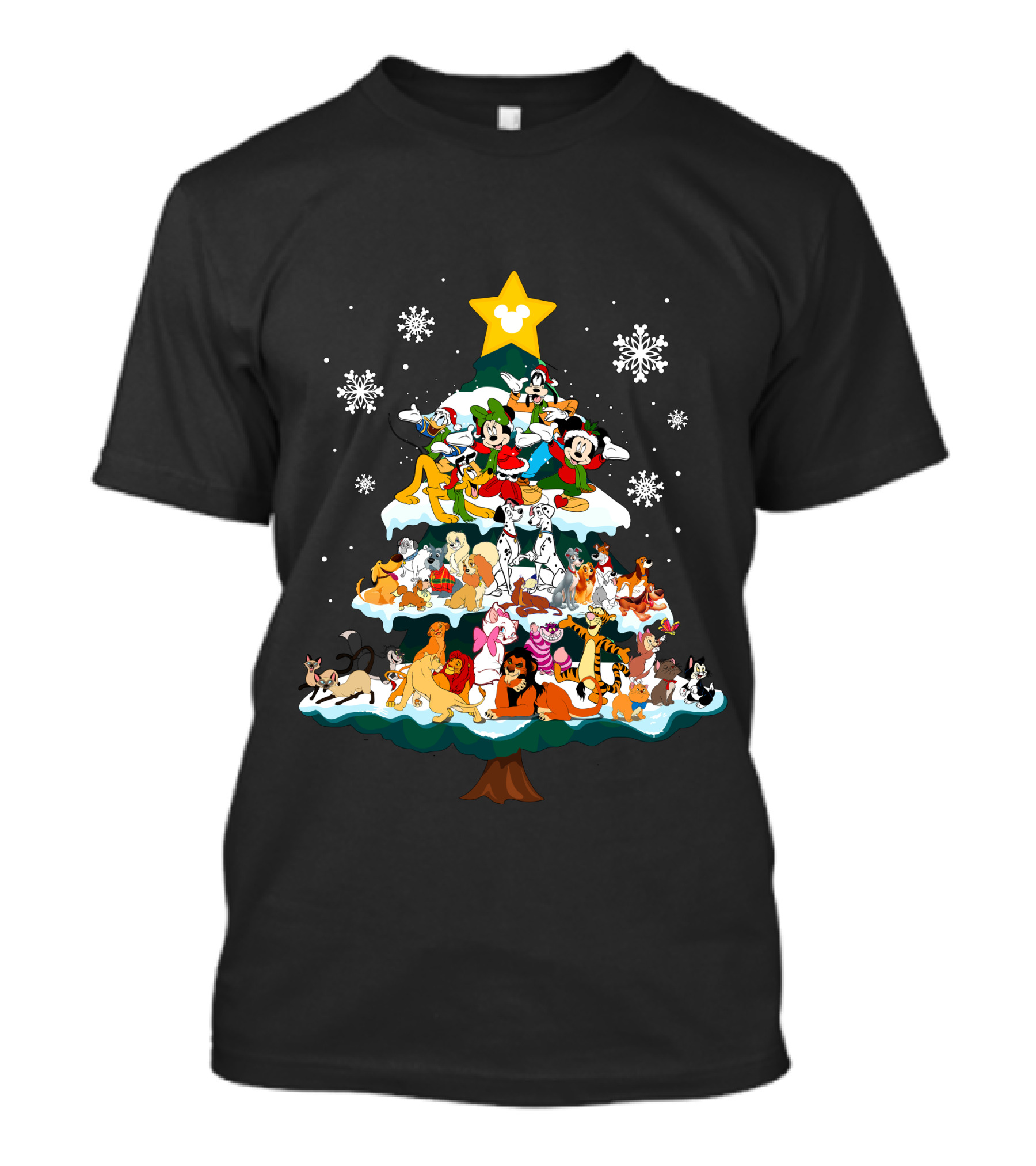 Disney Characters Christmas Tree Snowflakes T-Shirt