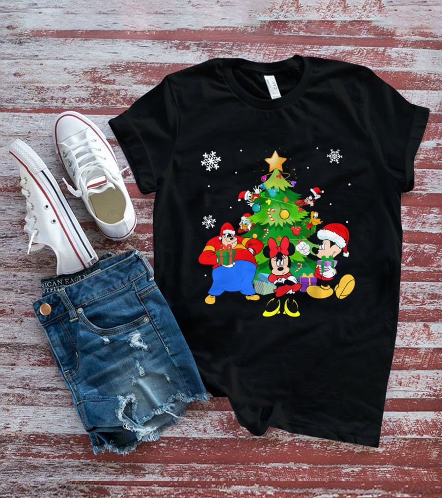 MK And Friends Christmas Tree Holiday Celebration With Gifts And Snowflakes T-Shirt