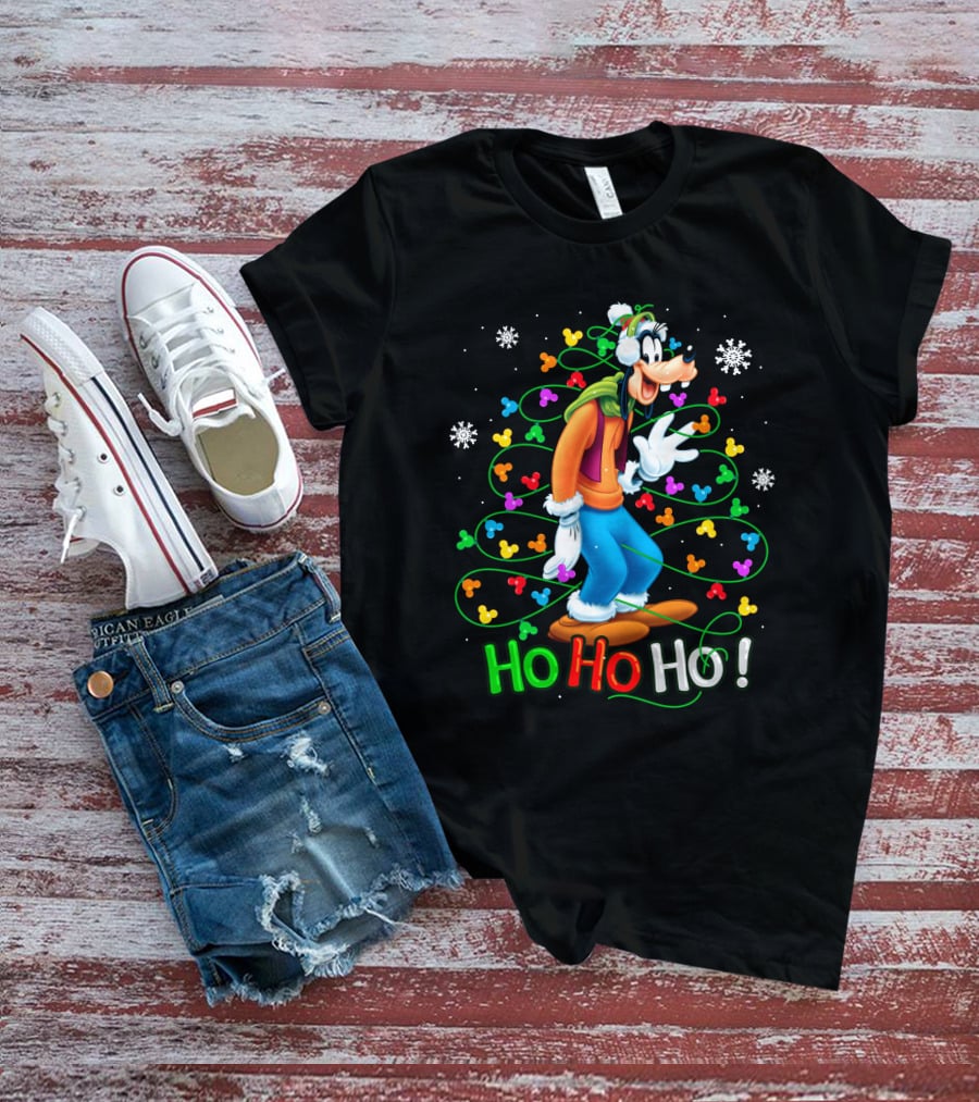 Goofy Ho Ho Ho Christmas Lights Fun Snowflakes T-Shirt