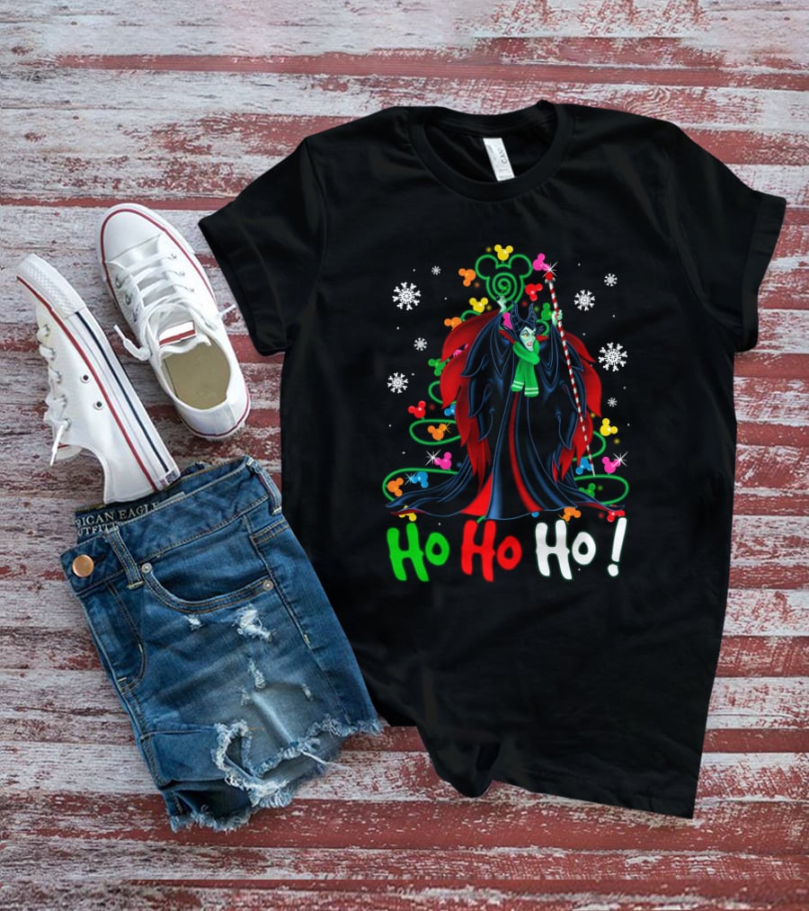 Maleficent Disney Mickey Christmas Ho Ho Ho Snowflakes Festival T-Shirt