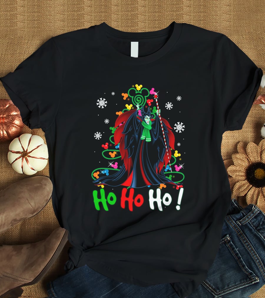 Maleficent Disney Mickey Christmas Ho Ho Ho Snowflakes Festival T-Shirt