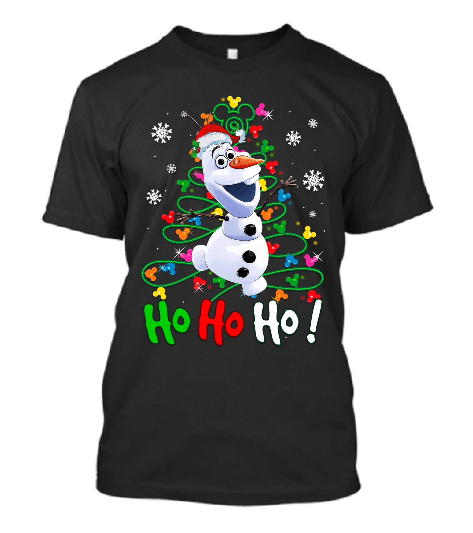 OL HHH Christmas Ho Ho Ho Olaf Disney Frozen Holiday Mickey Mouse Snowflakes T-Shirt