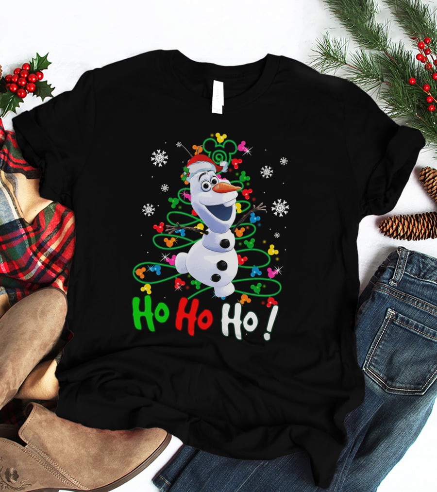OL HHH Christmas Ho Ho Ho Olaf Disney Frozen Holiday Mickey Mouse Snowflakes T-Shirt