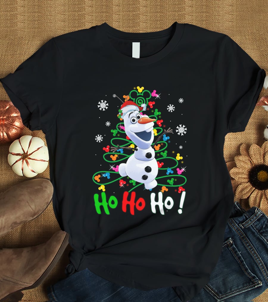 OL HHH Christmas Ho Ho Ho Olaf Disney Frozen Holiday Mickey Mouse Snowflakes T-Shirt