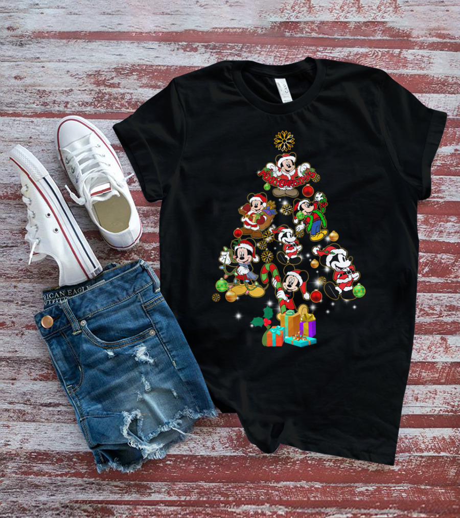 MK Christmas Tree Mickey Characters Holiday T-Shirt