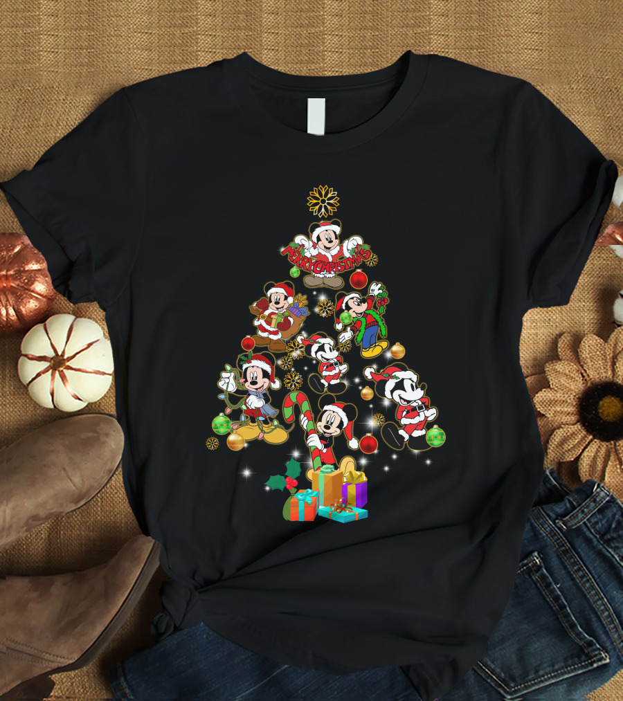 MK Christmas Tree Mickey Characters Holiday T-Shirt