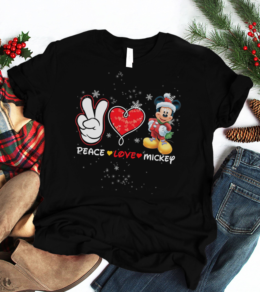 PEACE LOVE MICKEY CHRISTMAS T-Shirt