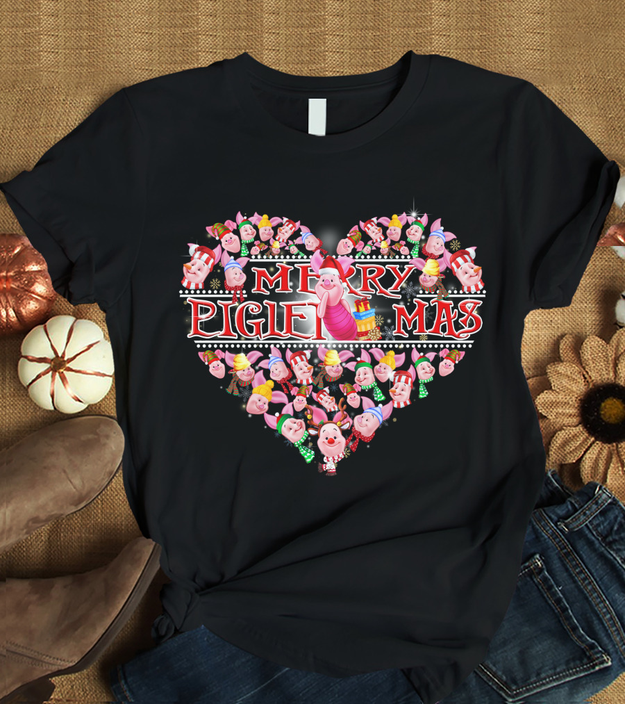 Merry Pigletmas Heart Christmas T-Shirt