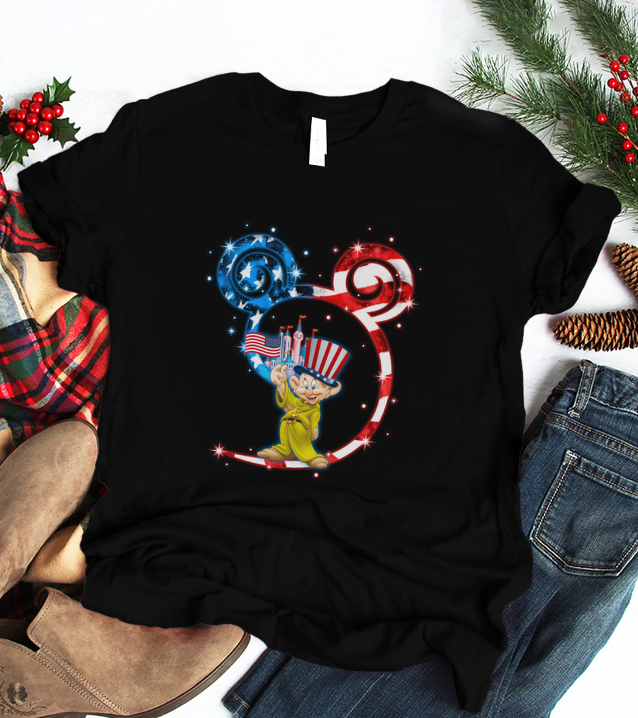 Dopey Patriotic Mickey Ears With American Flag And Hat T-Shirt